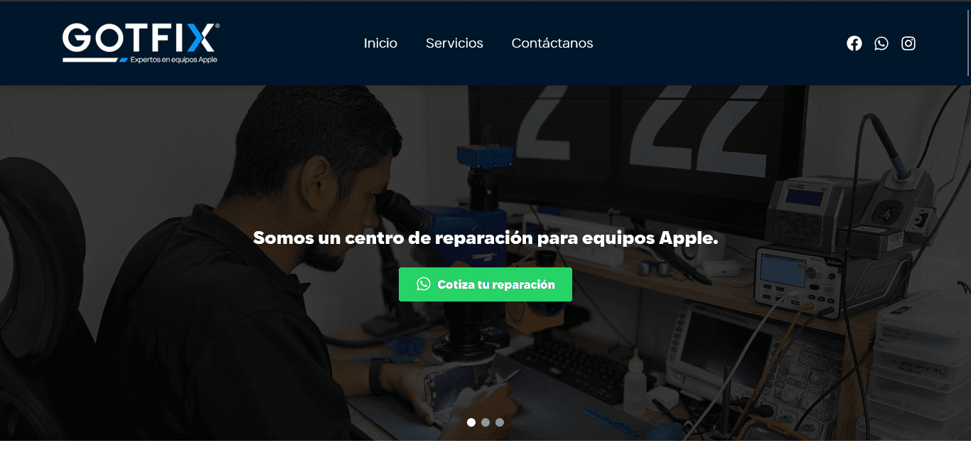 Vista del sitio web Gotfix
