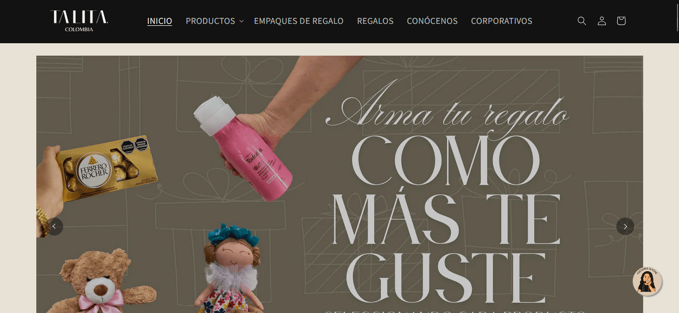 Vista del ecommerce Talita Colombia